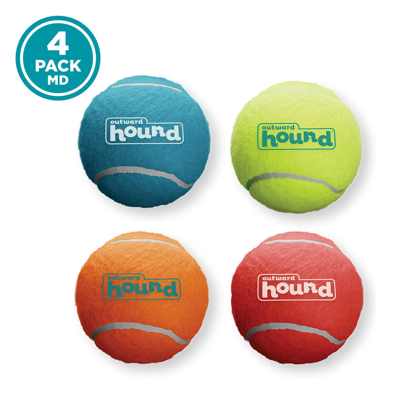 [Australia] - Outward Hound Squeaker Ballz Squeaky Tennis Ball Dog Toys MD 4 PACK 