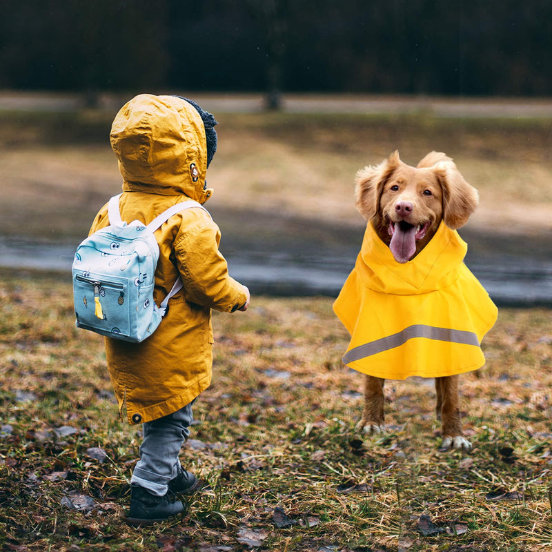 [Australia] - MIGOHI Dog Raincoat Hooded Poncho Waterproof Adjustable Lightweight Pet Rain Jacket with Reflective Strip for Small Medium Large Dogs L Yellow 