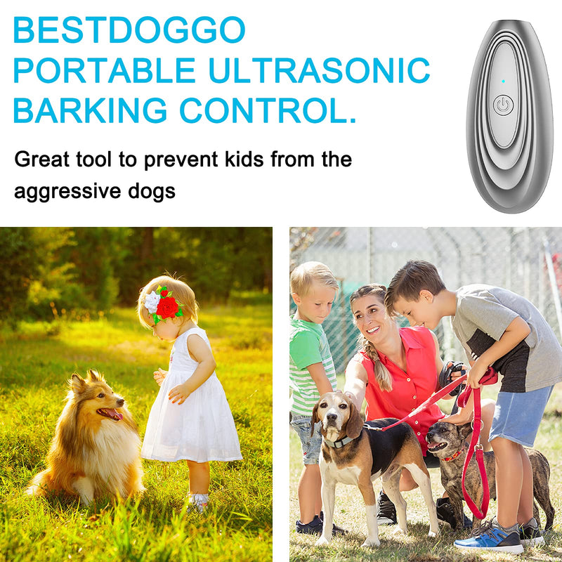 Bestdoggo Portable Ultrasonic Barking Control Device, Anti Barking Dog Barking Deterrent Indoor&Outdoor, Stop Barking Device, Barking Deterrent, Dog Bark Trainer. Grey - PawsPlanet Australia