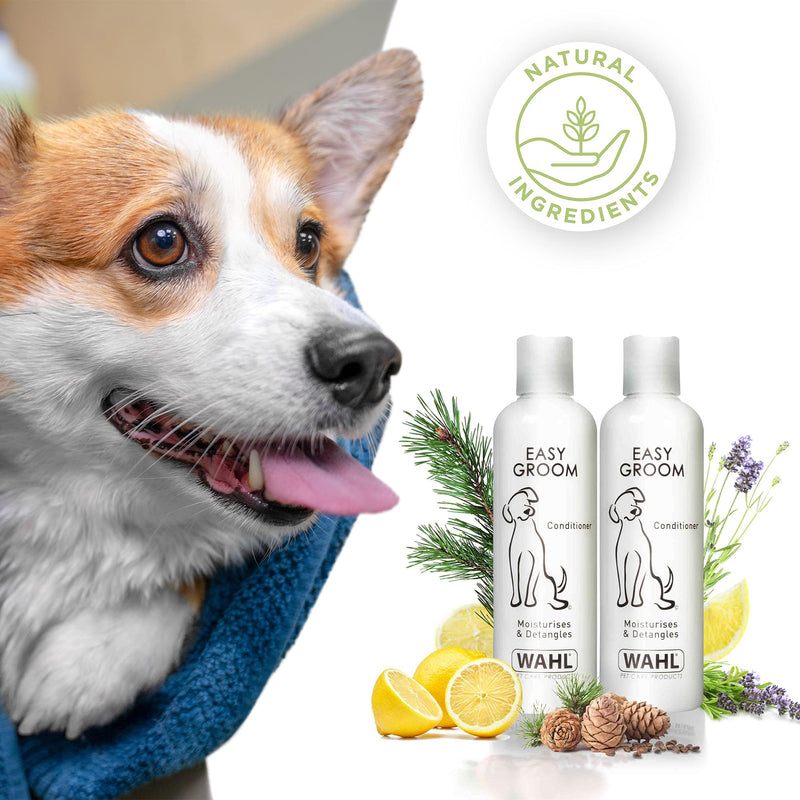 Wahl Easy Groom Pet Conditioner, Dog Shampoo, Conditioner for Dogs, Moisturises Skin and Coats, Removes Dandruff, For Dogs Dry Skin, Conditioner for Dogs, Twin Pack - PawsPlanet Australia