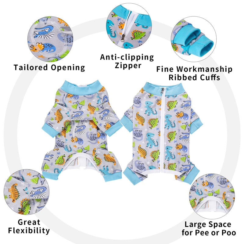 Dog Surgery Recovery Suit, Dog Onesie for Surgery Female Male Dogs, Dogs Pajamas Long Sleeve, Small Dogs Onesie, Abdominal Wound Bandages Surgical Suit, Cat Recovery Suit for Shedding Skin Disease Large Dino - PawsPlanet Australia