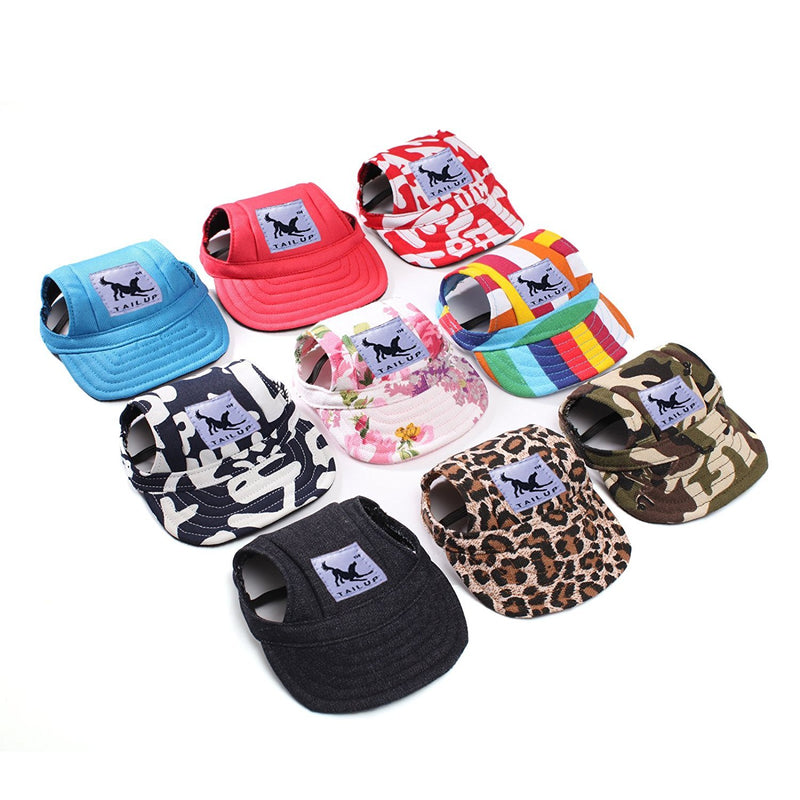 [Australia] - BBEART Dog Hat,Dog Sunscreen Hat Baseball Cap Outdoor Sports Hat with Ear Holes Chin Strap Adjustable Hat for Small and Medium Dog Large Dogs S Flower 