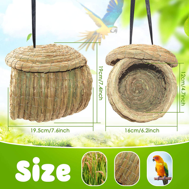 [Australia] - BWOGUE Straw Bird Nest Eco-Friendly Straw Birdhouse 100% Natural Fiber Bird Nest Hut Cozy Resting Breeding Place for Parrots Parakeet Conures Cockatiel,Large 