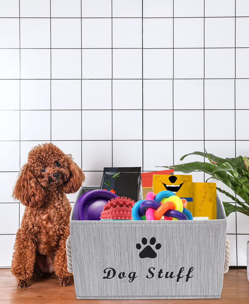 Morezi Canvas Pet Toy and Accessory Storage Bin, Basket Chest Organizer - Perfect for Organizing Pet Toys, Blankets, Leashes and Food - Grey - PawsPlanet Australia