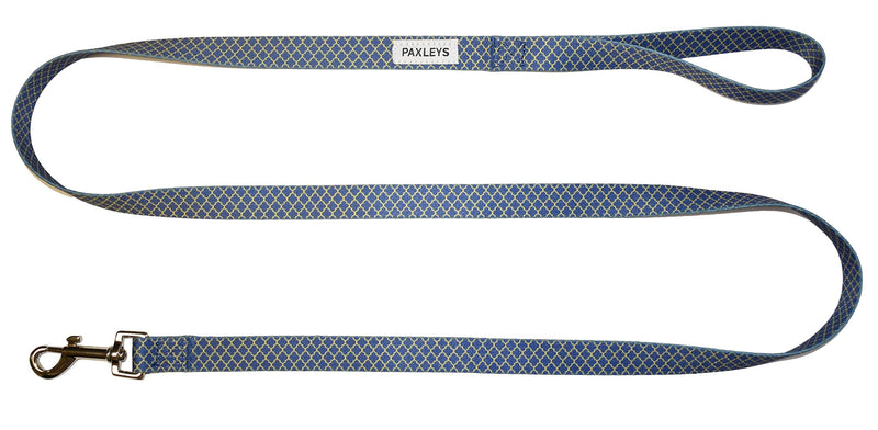 Paxleys 150cm Length Blue Gold Printed Polyester Dog Puppy Lead Leash, Easy Clean Soft Lightweight Waterproof Comfort, Suitable for Puppy Small Medium and Large Dogs, Walking Running Hiking 150cm x 2.5cm - PawsPlanet Australia