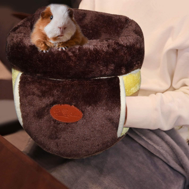 YUEPET Guinea Pig Bed Cuddle Cave Warm Fleece Cozy House Bedding Sleeping Cushion Cage Nest for Small Animal Squirrel Chinchilla Hedgehog Cage Accessories Brown - PawsPlanet Australia