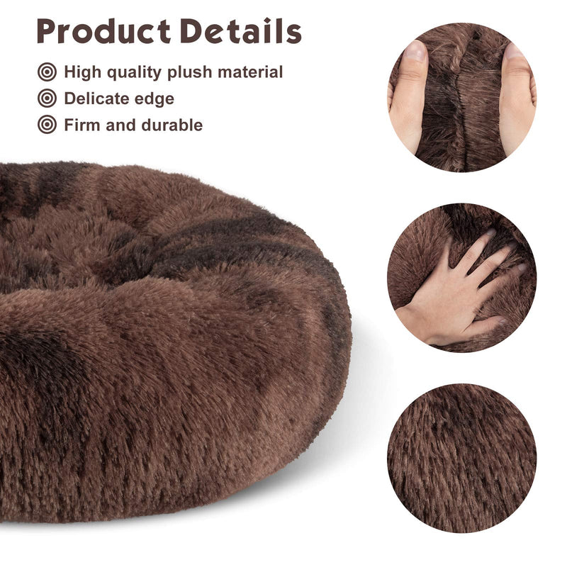 [Australia] - FURTIME Dog Bed Cat Bed Donut Cuddler 16/20/23/30inch Anti-Anxiety Fluffy Round Calming Bed Ultra Soft Pet Bed for Small Medium Dogs and Cats Washable Cushion Bed with Raised Rim for Puppy Kitten 