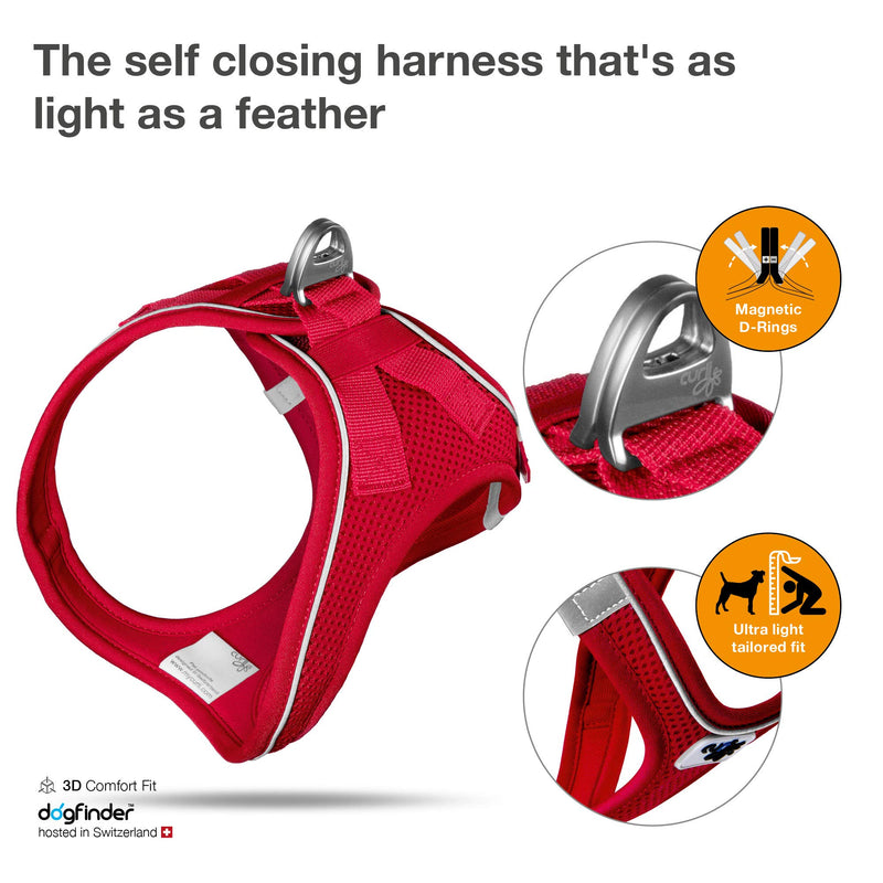 Curli Magnetic Vest Harness Air-Mesh Red S - PawsPlanet Australia