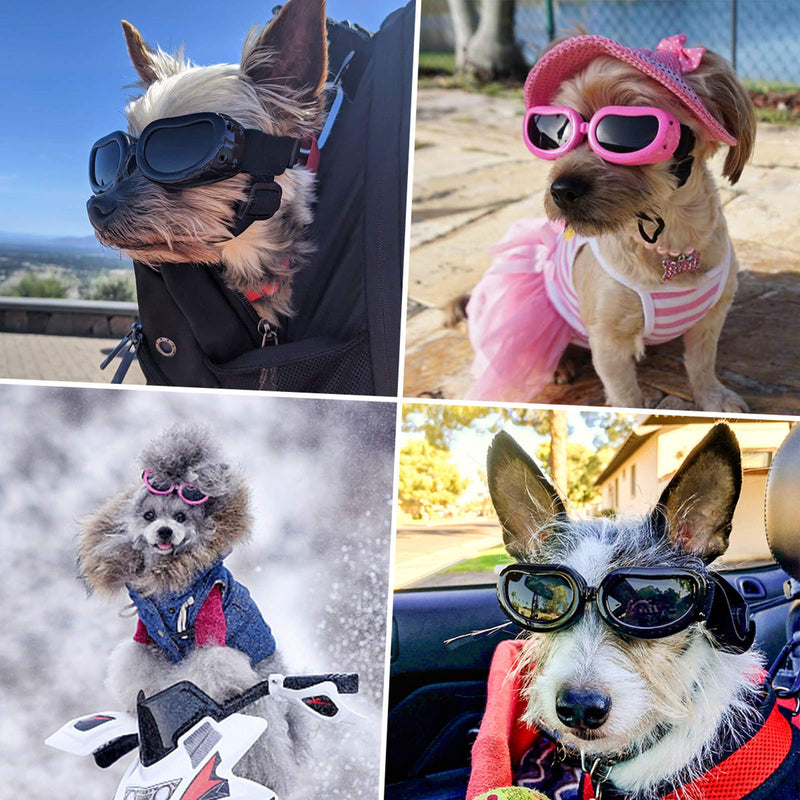 NAMSAN Pet Goggles Dog Sunglasses Waterproof Windproof Puppy Goggles Anti-Fog UV Protection Sun Glasses for Cat&Small Dogs Black - PawsPlanet Australia