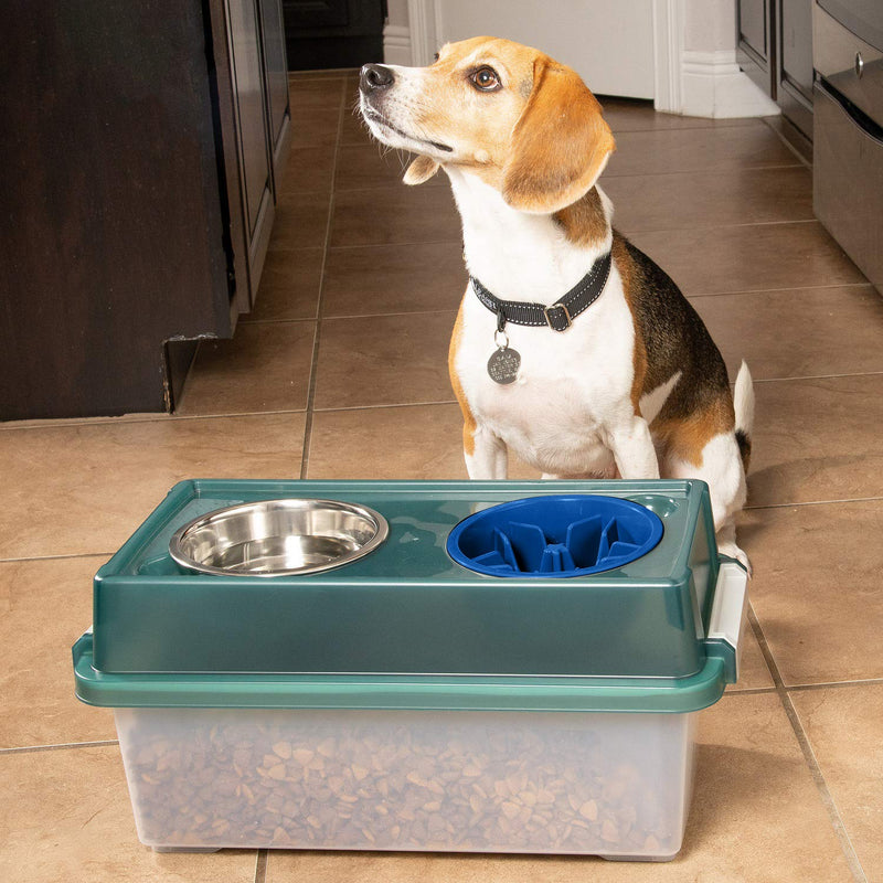 Leashboss Slow Feed Dog Bowl for Raised Pet Feeders - Maze Food Bowl Compatible with Elevated Diners 1.5 Cup - 6-6.25 Inch Feeder Holes Blue - PawsPlanet Australia