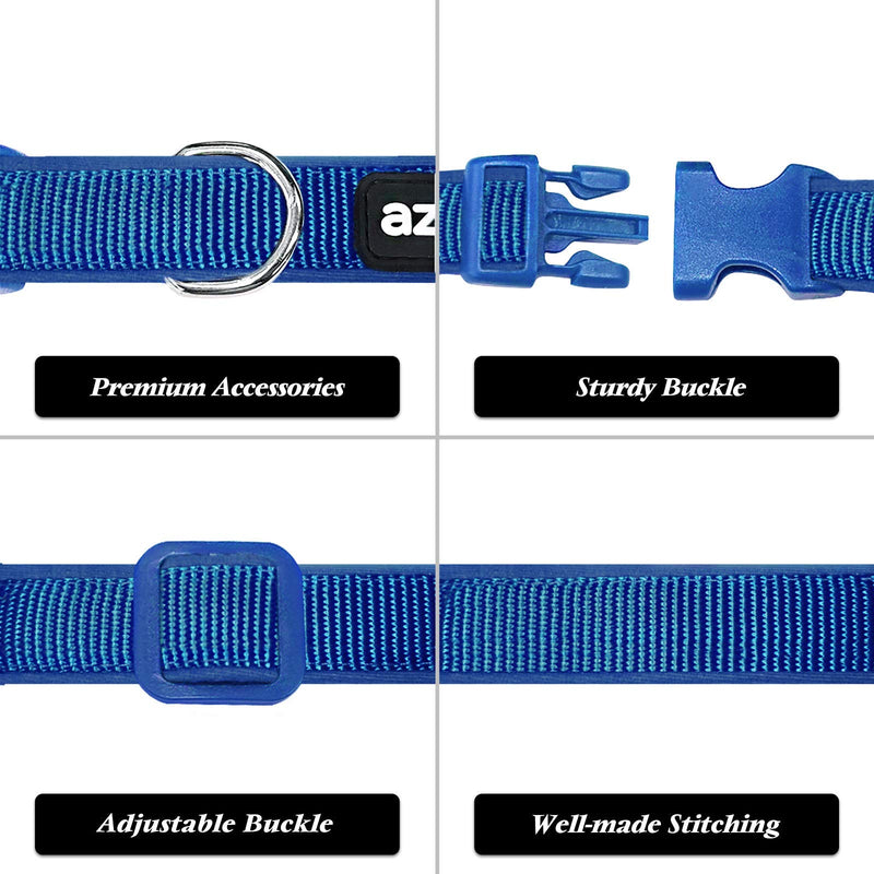 azuza 3 Pack Dog Collars, Soft & Comfortable Dog Collars for Small, Medium and Large Dogs, 4 Sizes and 2 Patterns XS (Neck:8'' - 12'') 3 Pack Nylon Collar Blue - PawsPlanet Australia