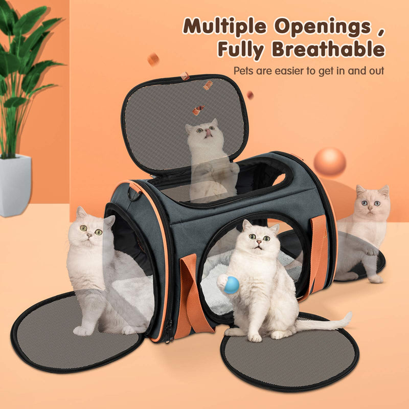 OKMEE Cat Carrier TSA Airline Approved with Ventilation for Small Medium Cats Dogs Puppies, Dog Carrier with Big Space, 5 Mesh Windows, 4 Open Doors for Comfortable Travelling. - PawsPlanet Australia