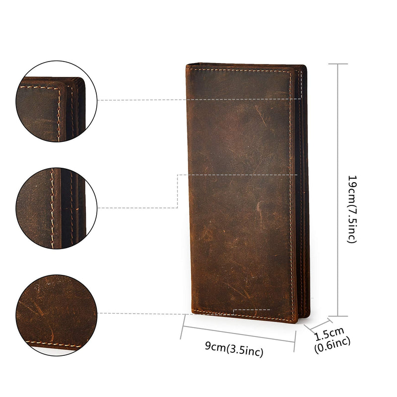 BRASS TACKS Leathercraft Men's Wallet in Portrait Format Slim Bifold Vintage Design Minimal Genuine Leather with Card Slots M Dark Brown - PawsPlanet Australia