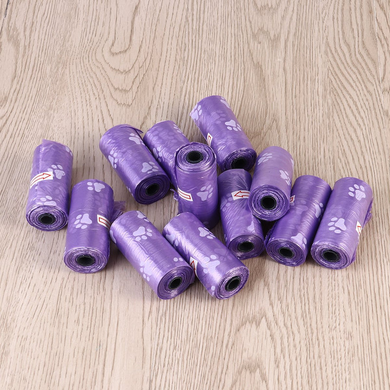 UEETEK Pet Waste Bags Dog Poop Bags Unscented Biodegradable Dog Paw Prints Purple 12 Rolls - PawsPlanet Australia