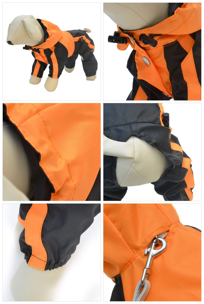 Lovelonglong Dog Hooded Raincoat, Small Dog Rain Jacket Poncho Waterproof Clothes with Hood Breathable 4 Feet Four Legs Rain Coats for Small Medium Large Pet Dogs Orange XS XS (Small Dog) - PawsPlanet Australia