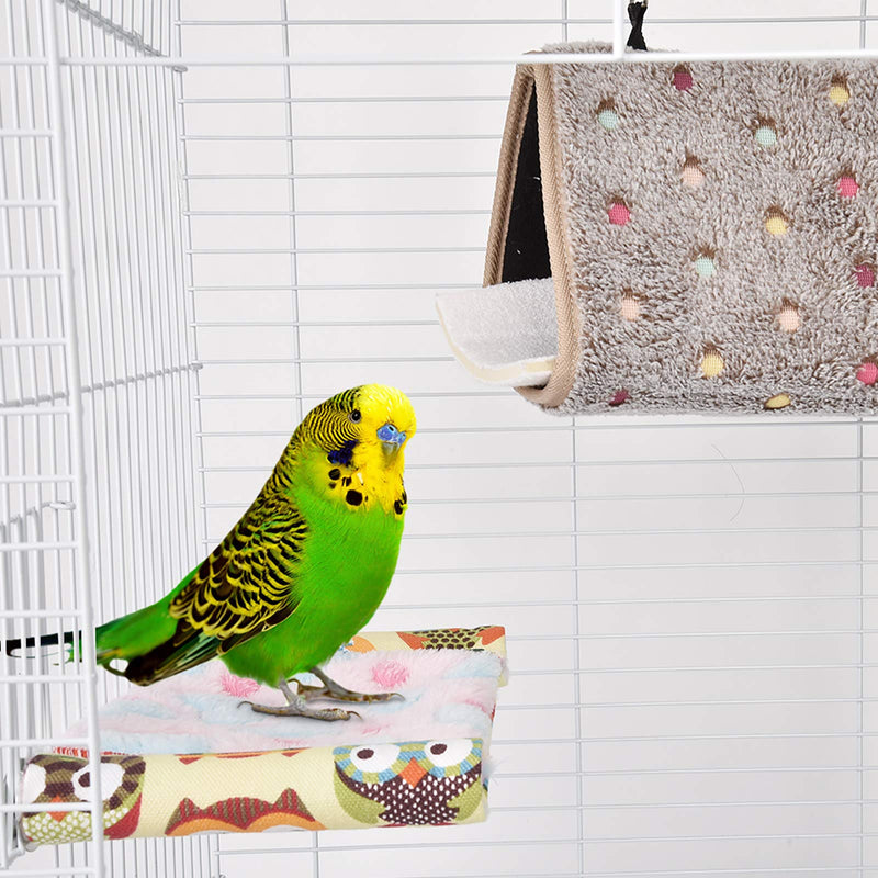 Furpaw Winter Warm Bird Nest Set, Plush Parrot Hut with Bird Perches Hanging Hammock for Cockatiels Budgies Cockatoo Tent Bed (M) - PawsPlanet Australia