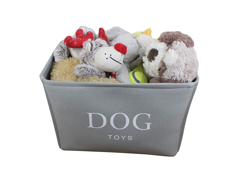 Grey Canvas Dog Toy Basket Box for Dogs Toy Storage. 40cms (16in) x 30cms (12in) x 25cms (10in) - PawsPlanet Australia