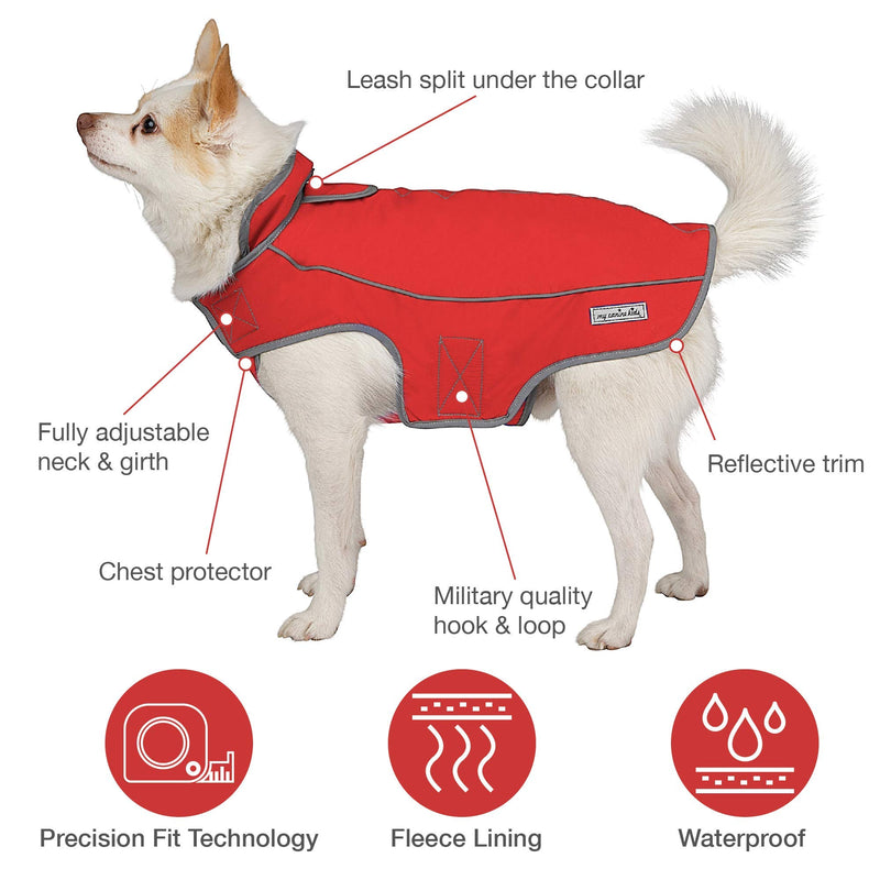 [Australia] - My Canine Kids Jacket for All Dogs, Fleece-Lined, Waterproof Doggie Vest, Reflective Pet Parka Small Blue 