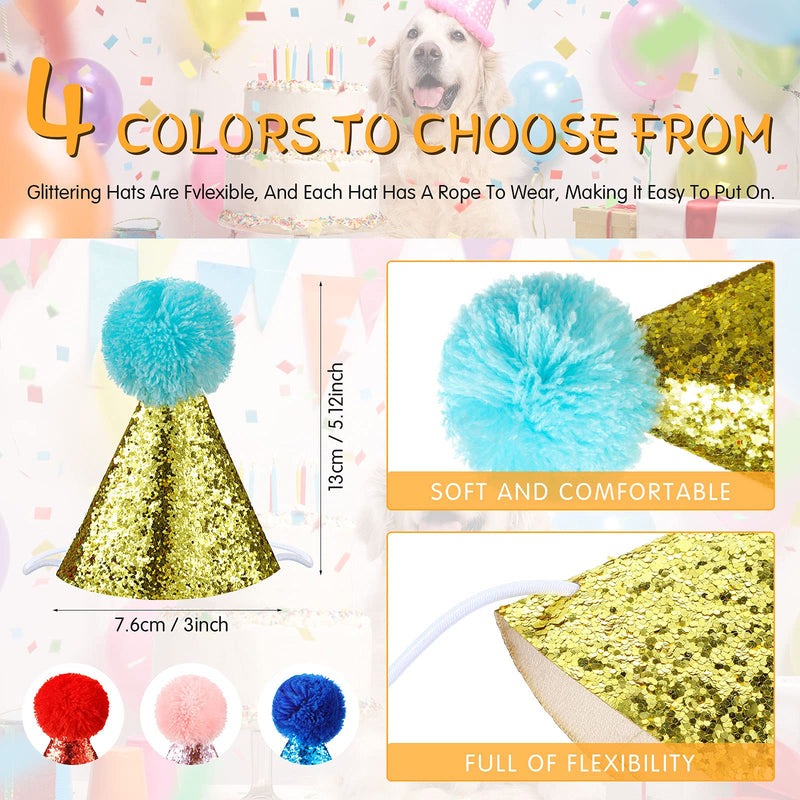 Frienda 4 Pieces Dog Birthday hat for Pets Party Decoration Accessories pet Headband Hats Charms Grooming Accessories - PawsPlanet Australia