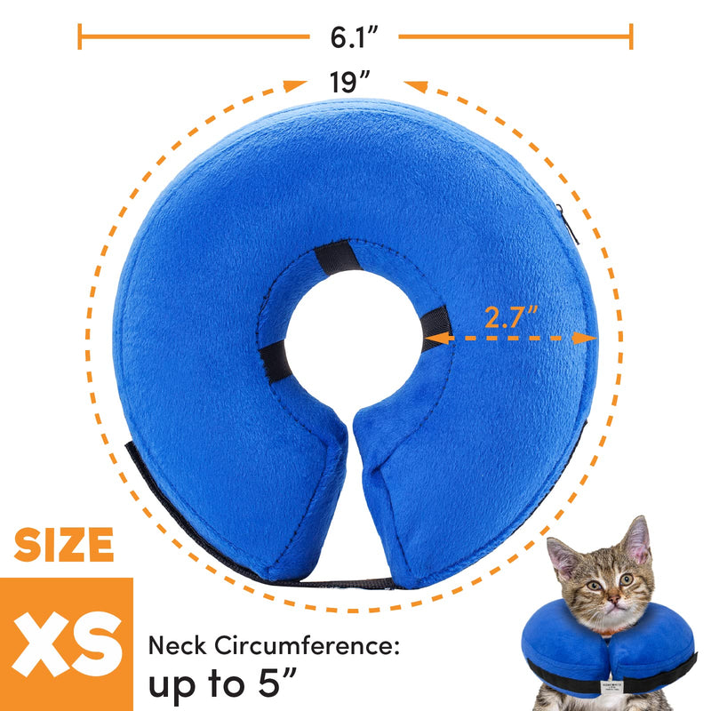 BENCMATE Protective Inflatable Collar for Dogs and Cats - Soft Pet Recovery Collar Does Not Block Vision E-Collar X-Small (Neck:Up to 5") Blue - PawsPlanet Australia