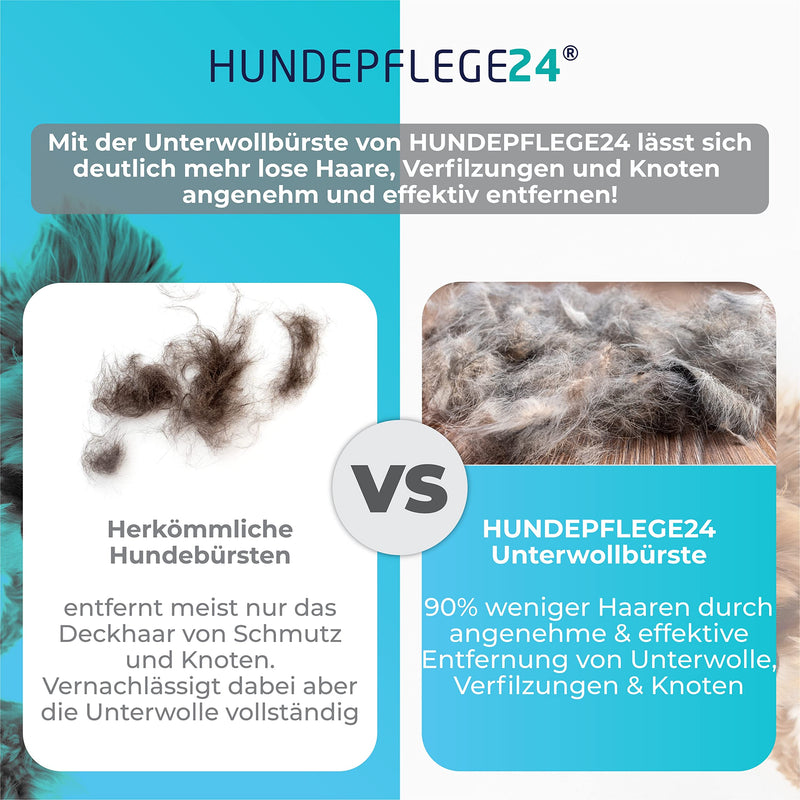 Hundepflege24 dog brush long hair - up to 90% less loose fur, removes undercoat and tangles - for medium-length and long fur - dog brush undercoat as an undercoat brush for dogs and cats - PawsPlanet Australia