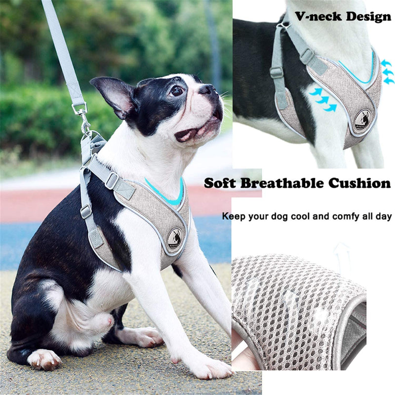 ABRRLO Pet Dog Harness for Small Medium Dogs Reflective Harness Vest Air Mesh Adjustable Dog Harness Soft Padded Breathable (XS, Grey) XS - PawsPlanet Australia