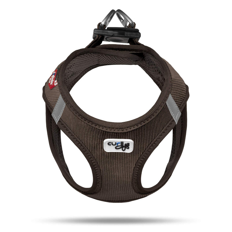 [Australia] - Curli Vest Harness Cord with Air-Mesh Lining Step-in Dog Harness Lightweight Breathable Dog Elegant Durable Harnesses for Small Dogs M Brown 