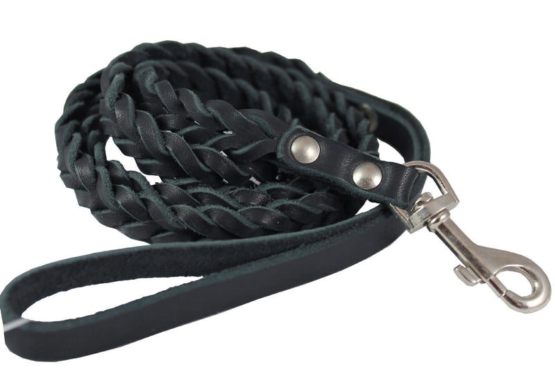 [Australia] - Genuine Fully Braided Leather Dog Leash 4 Ft Long 3/8" Wide, Small Breeds 