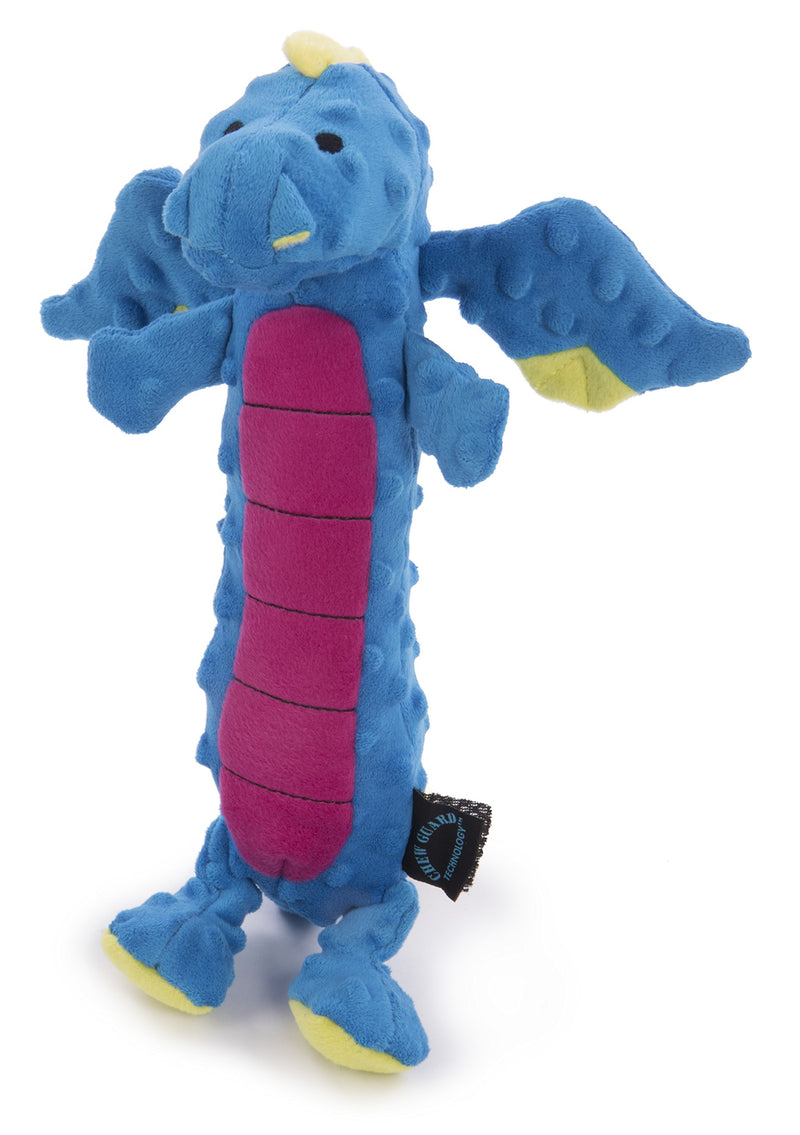 [Australia] - goDog Dragons Skinny with Chew Guard Technology Plush Squeaker Dog Toy, Large, Blue 