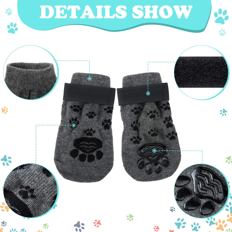 8 Pieces Anti Slip Dog Socks Non-Slip Dog Socks with Adjustable Strape Traction Control for Indoor on Hardwood Floor Wear - PawsPlanet Australia