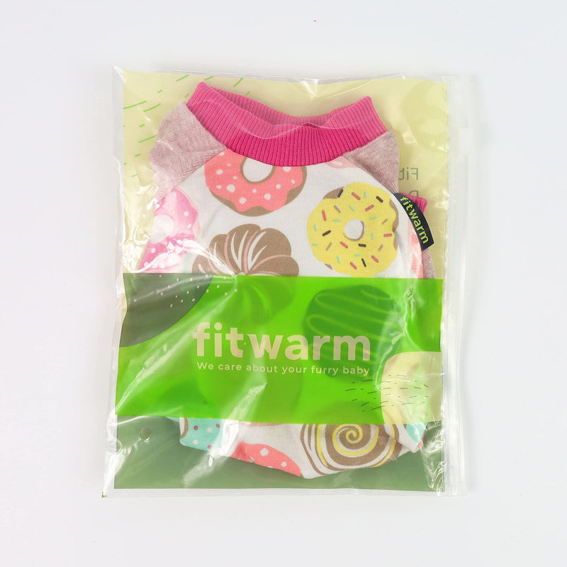 Fitwarm Sweetie Donuts Pet Clothes for Dog Pajamas Soft Cotton Shirts PJS, Pink X-Small - PawsPlanet Australia