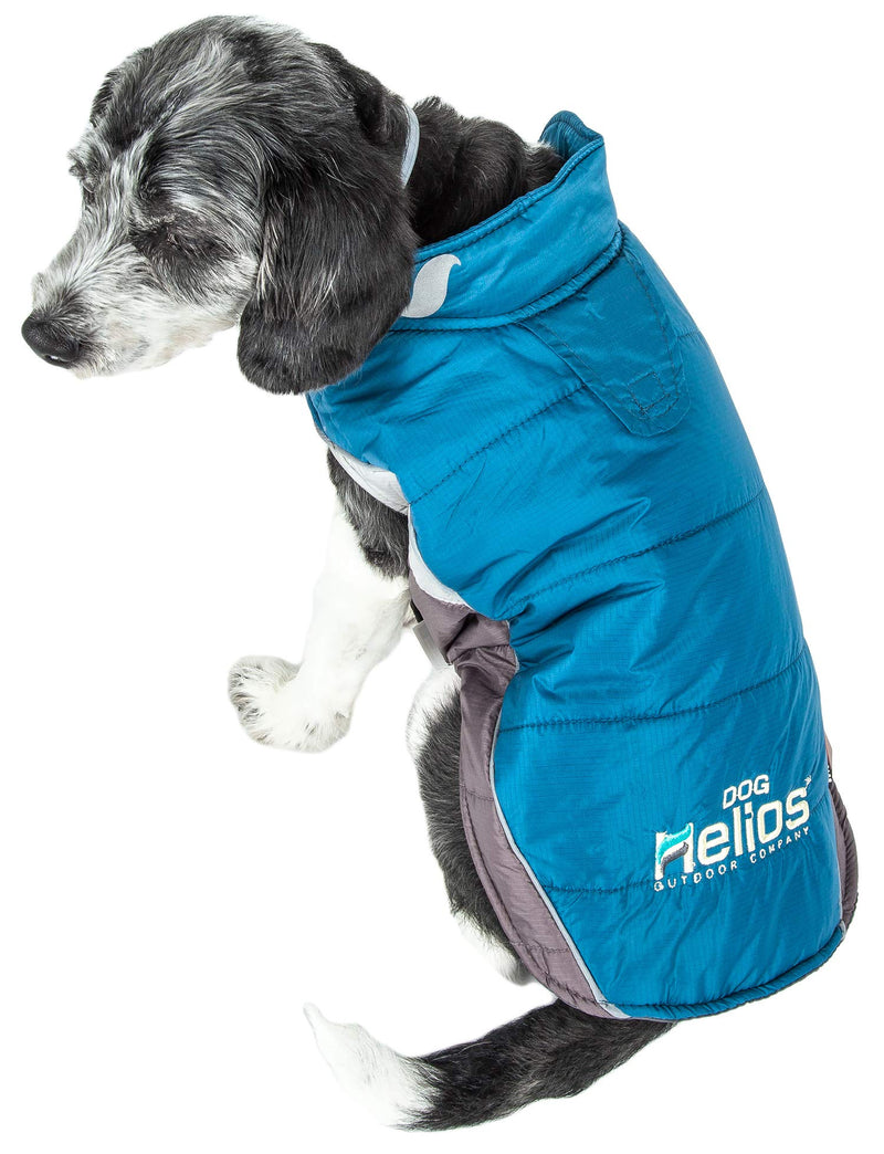 DOGHELIOS 'Hurricane-Waded' Plush Adjustable 3M Reflective Insulated Winter Pet Dog Coat Jacket w/ Blackshark technology, Medium, Blue Wave - PawsPlanet Australia