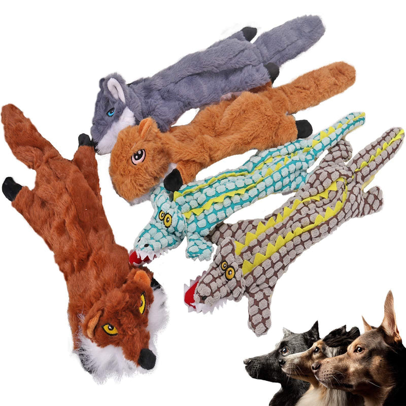 5 Pack Plush Dog Squeaky Toys, No Stuffing Animals Dog Toy,Cute Animal Dog Chew Plush Toys for Puppy Medium and Large Dogs Squeak Toys,Dog Chew Toys for Aggressive Chewers - PawsPlanet Australia