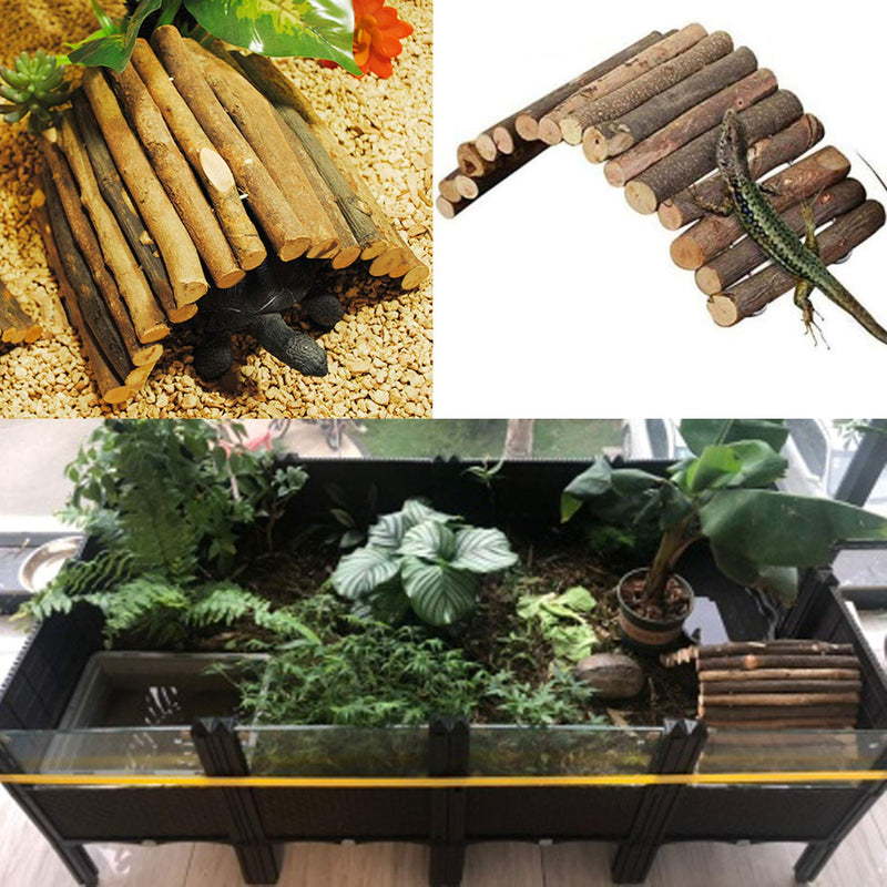 Hamiledyi Reptile Decor Hideout Wooden Guinea Pig Bridge Bendy Tunnel for Rodents Chewing Climbing Ladder Hideaway for Gecko Spiders Lizards Snakes Gerbil Rabbit Ferret Hedgehog Rat Gerbil - PawsPlanet Australia