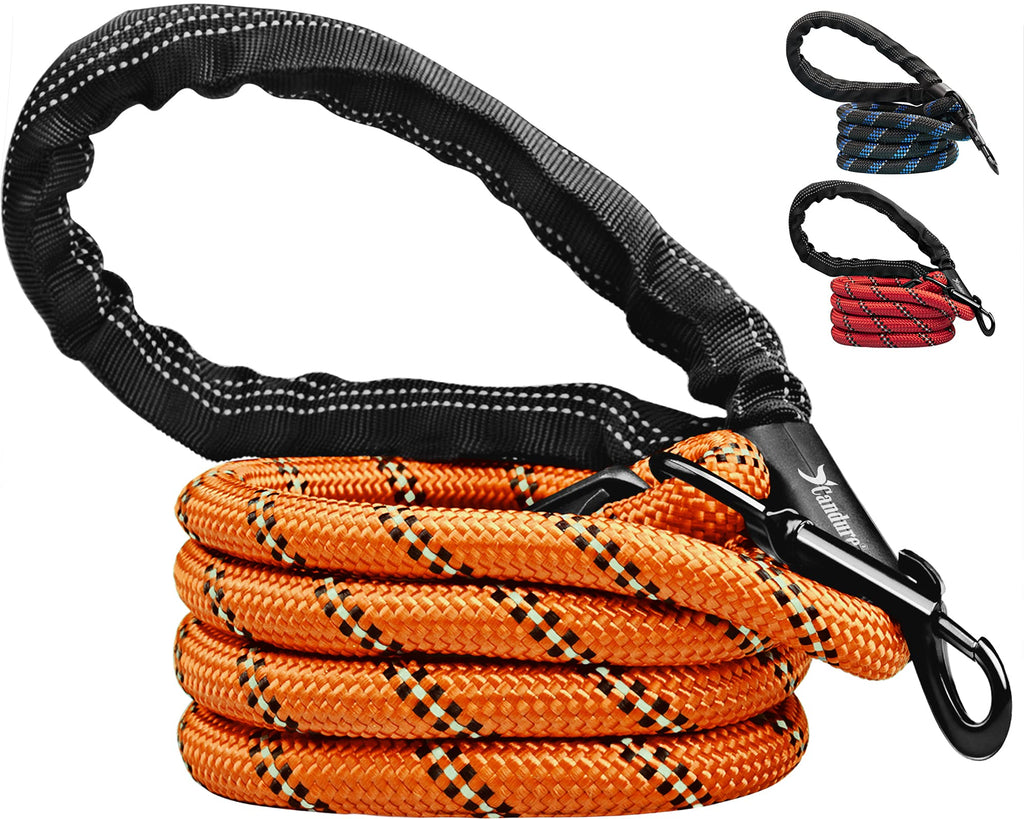 Candure dog leash for large dogs and small dogs, training leash for dogs, bite-resistant dog leash, round tow leash with soft padding, rope dog leash 1.5 m dog leash house leash for dogs orange - PawsPlanet Australia