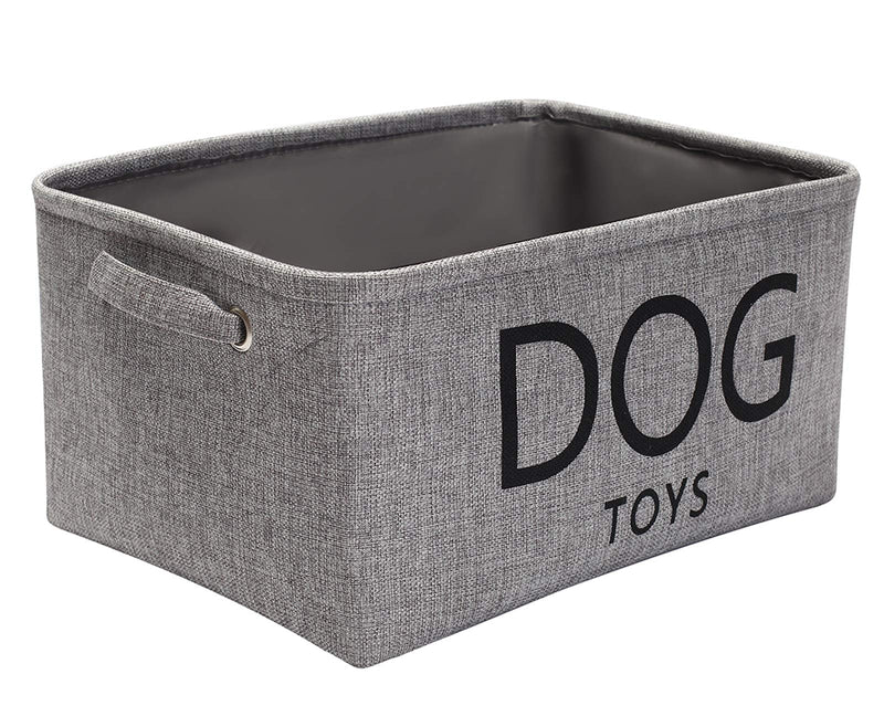 Pethiy - Linen storage basket with handle for toys for dogs -Storage box/toy box for pet accessories -24L capacity - 40 x 30 x 20cm -Grey - PawsPlanet Australia