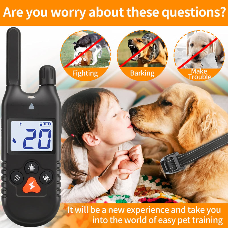 Ropetty Dog Training Collar,Shock Dog Collars for Dogs with Remote,Rechargeable Waterproof Dog Shock Collar with Beep Vibration Shock Training Modes,Electric Dog Bark Collar for Small Medium Large Dog - PawsPlanet Australia