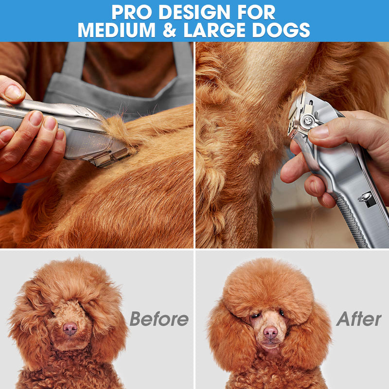 oneisall Dog Clippers for Grooming Professional Cordless Hair Shears Trimmers for Thick Coats,8 Guide Guards with Metal Blade for Dogs and Cats Animals - PawsPlanet Australia