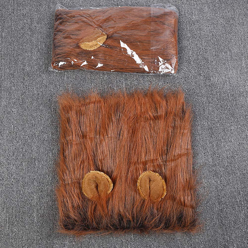 [Australia] - Fashionme Lion Mane Wig with Ears for Dog Pet Realistic Funny Costumes Fancy Hair Clothes Dress Large Dark Brown 