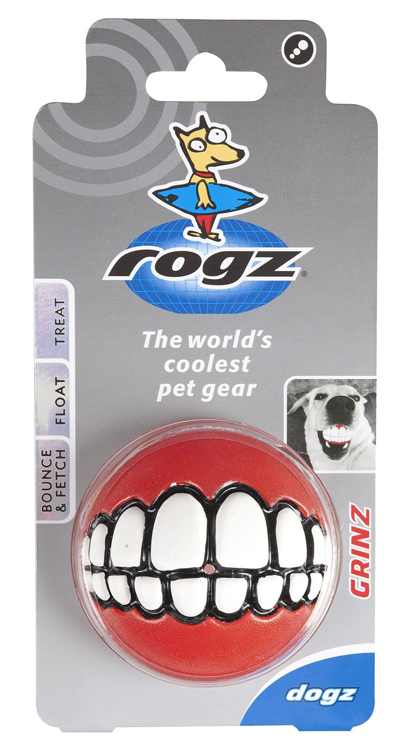 Rogz Grinz Ball, Large, 7.8 cm, Red - PawsPlanet Australia