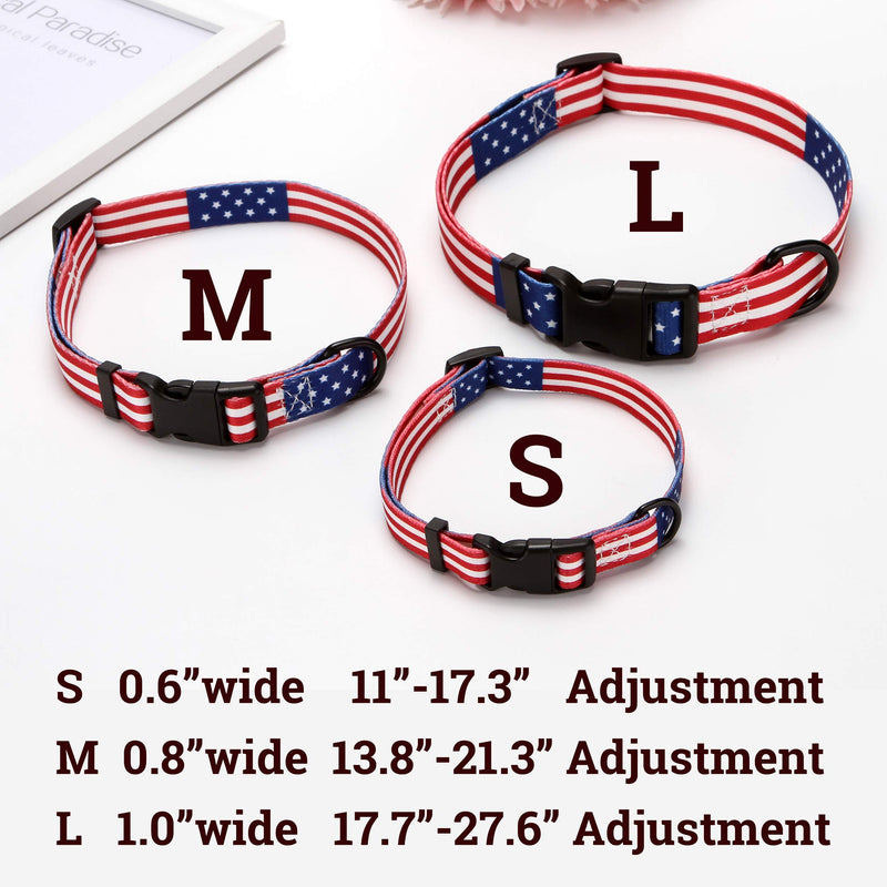 [Australia] - MGpets American Flag Dog Collar and Rope with nameplate in 3 Different Sizes M 14"-21" Neck 