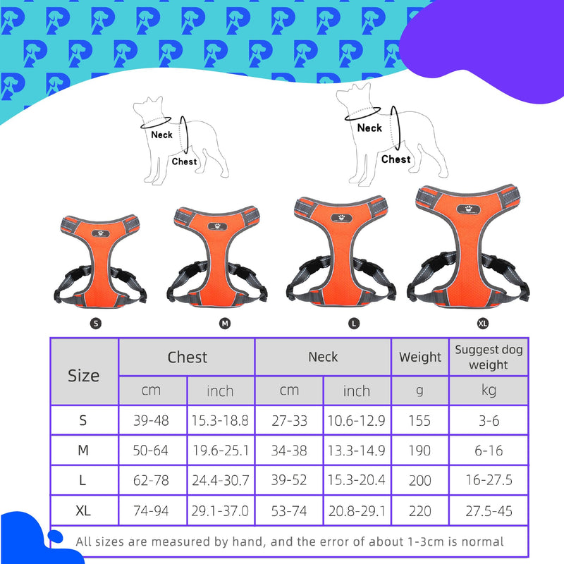 Petplicity No-Pull Pet Harness - Adjustable Soft Padded Oxford Vest for Medium Breeds - No Choke Reflective Safe Walks with Easy Control Handle - Small to Large Dogs (Orange, Large) Orange - PawsPlanet Australia
