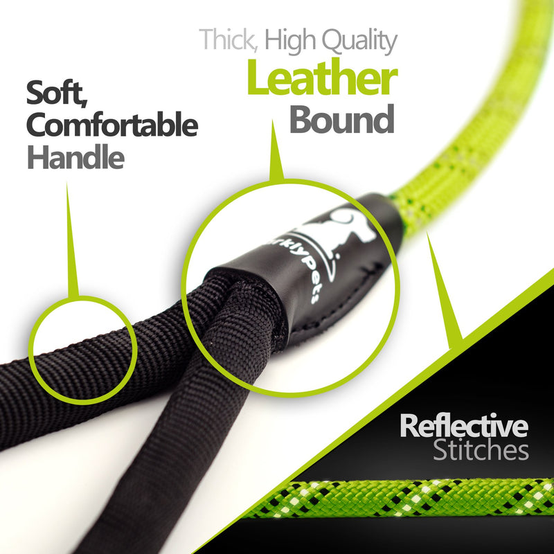 [Australia] - SparklyPets Heavy Duty Rope Bungee Leash for Large and Medium Dogs with Anti-Pull for Shock Absorption - No Slip Reflective Leash for Outside Green 