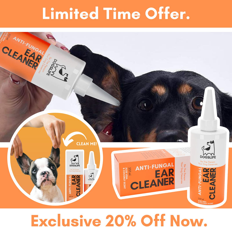 Dog Ear Cleaner | Natural Ear Cleaner For All Dogs | Ear Wash To Stop Itchy, Smelly Ears & Remove Wax | Organic Coconut Oil & Aloe Vera Formula | Ear Cleaning Solution For Dogs - PawsPlanet Australia