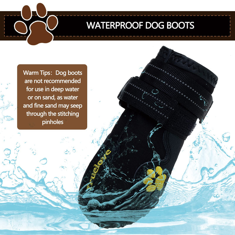 EXPAWLORER Waterproof Dog Shoes - Dog Boots with Reflective Rugged Anti-Slip Sole, Dog Paw Protector, Doggie Boots for Small to Large Dogs, Dog Booties for Outdoor Walking Size 1: 2.01"x1.65" (L*W) (Pack of 4) Black - PawsPlanet Australia
