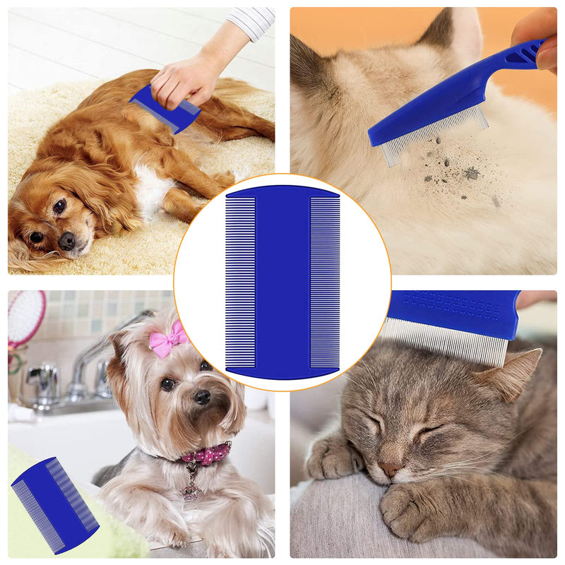 Pack of 3 cat dog flea combs, flea tear stain remover comb, pet dog cat care comb, stainless steel safe metal tooth removal combs for effective against fleas and lice, professional flea comb - PawsPlanet Australia