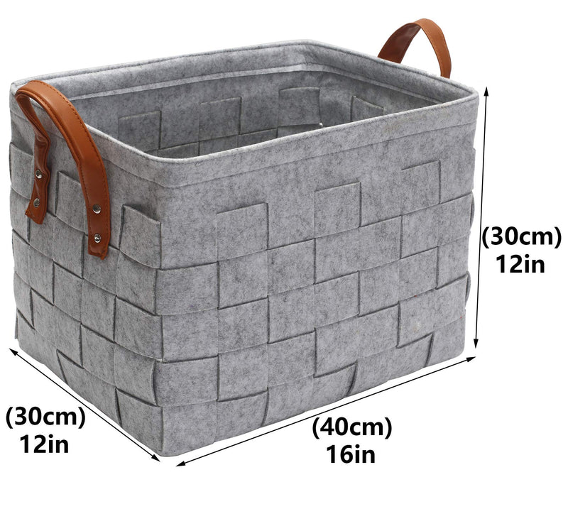 Medium Felt dog toy box, dog toy chest, dog storage basket - Perfect for organizing pet toys, blankets, leashes, coat and dry dog treats - LightGrey Light Grey - PawsPlanet Australia