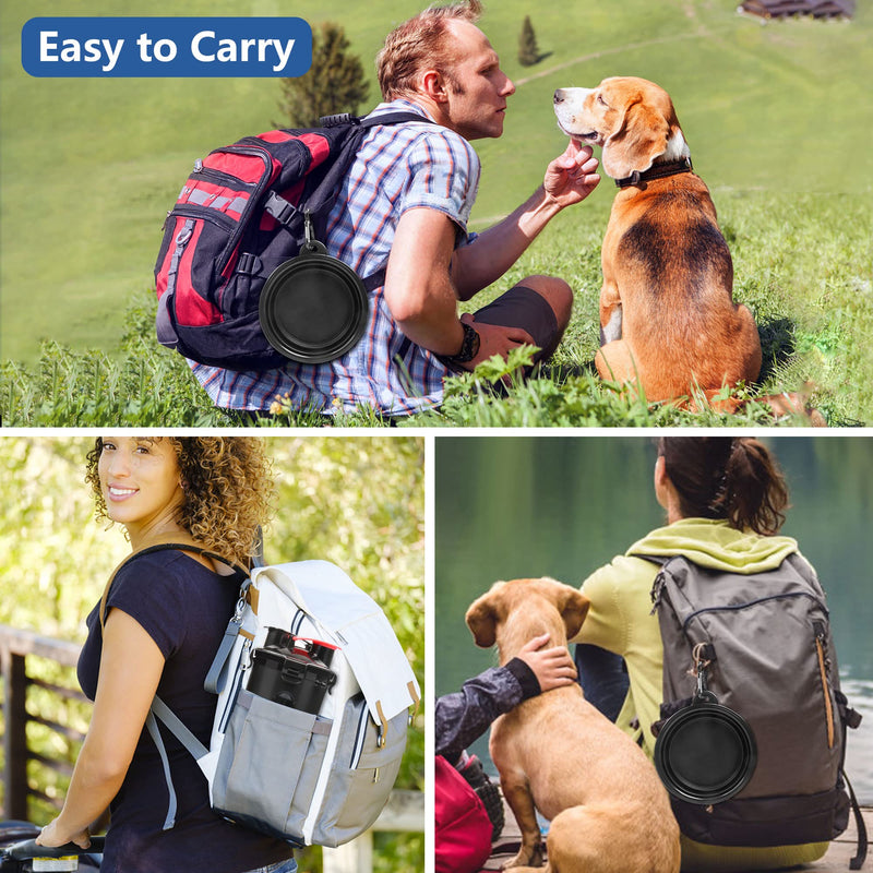 UPSKY Dog Travel Water Bottle Bowl Collapsible Dog Bowls, 2 in 1 Pet Food Container, Portable Dog Bowls Water Bottle for Walking Hiking Travelling black - PawsPlanet Australia