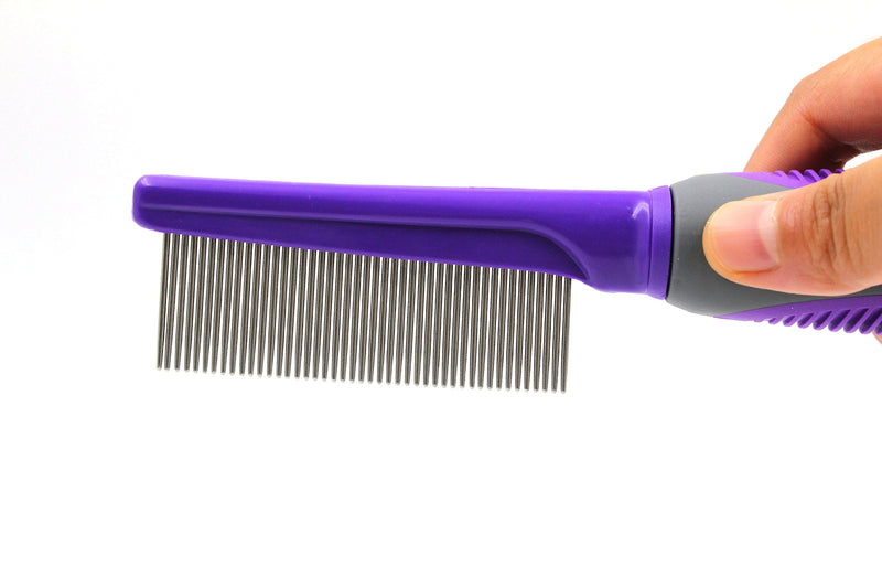 Hertzko Pet Comb Dog and Cat Stainless Steel Grooming Comb - Removes Tangles, Mats, Shed Hair, and Dirt - Ideal for Everyday Use On Dogs and Cats with Short Or Long Hair - PawsPlanet Australia