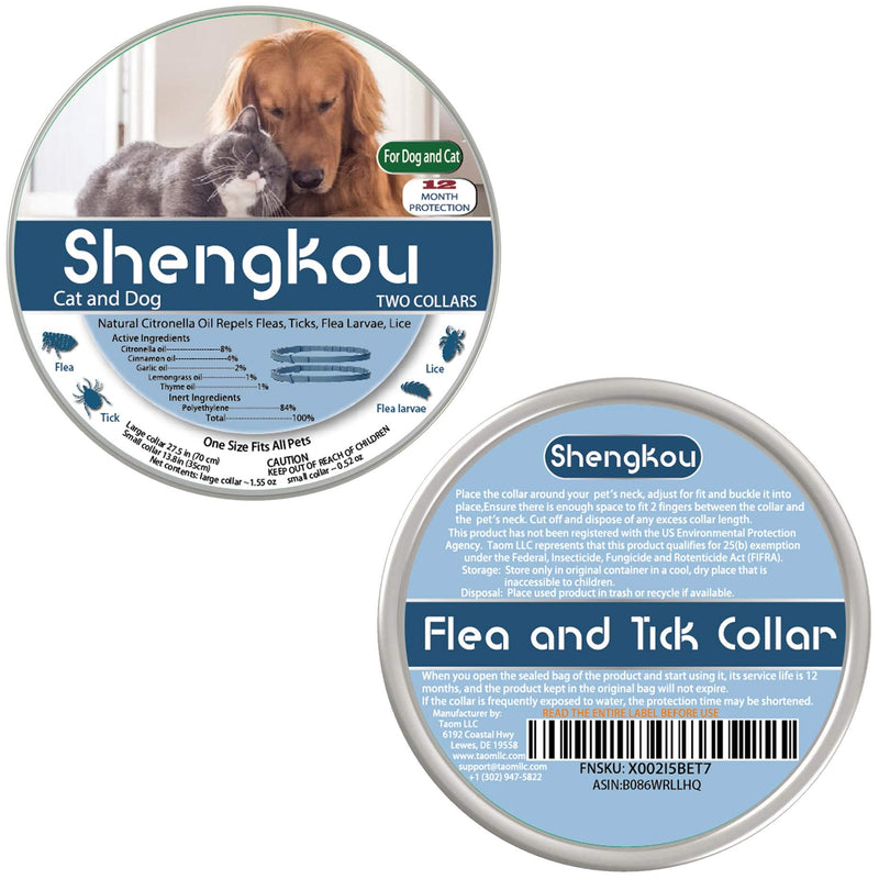Flea and Tick Collar for Dog, Made with Natural Plant Based Essential Oil, Safe and Effective Repels Fleas and Ticks, Waterproof, 27.5 in & 13.8 in (2 Packs) - PawsPlanet Australia